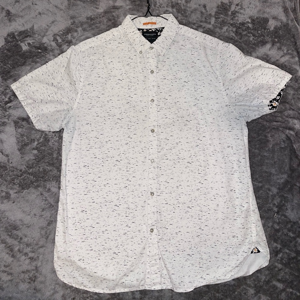 Denim and flower casual button down shirt
